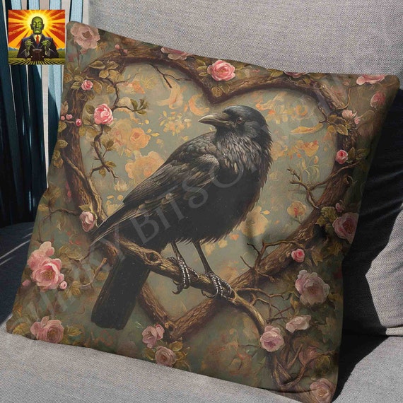 William Morris Crow Outdoor Pillow: Cottagecore Patio Accent