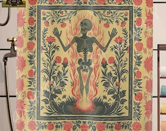 SAILOR JERRY シャワーカーテン Rose Tattoo Print Shower Curtain | Vintage Traditional American