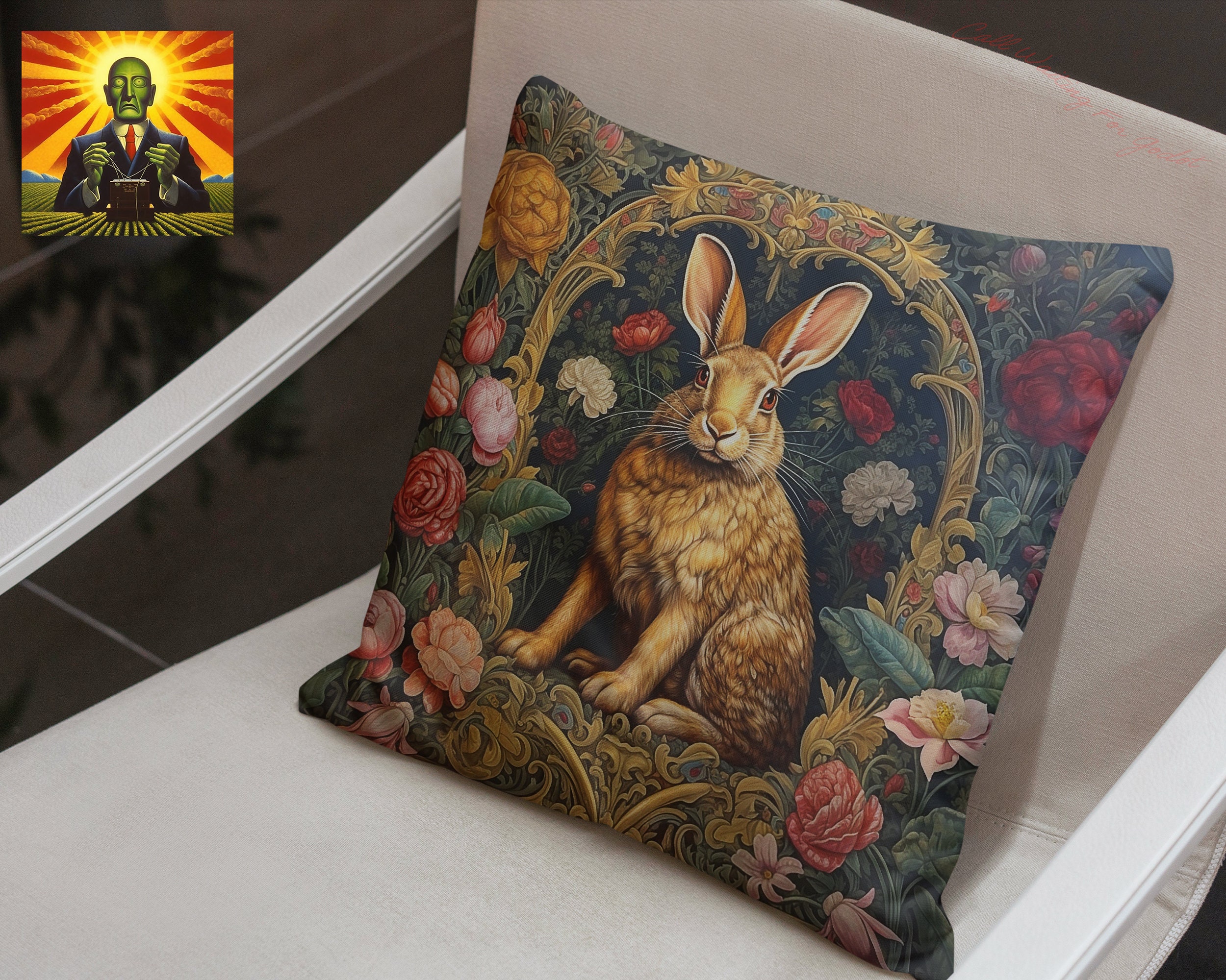 William Morris Floral Rabbit Pillow Full Pillow or Case Only Etsy