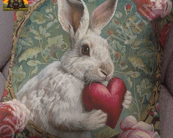 William Morris Romantic Rabbit Pillow: full or case only, spun polyester or faux suede