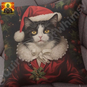 Christmas Cat Pillow Etsy