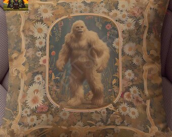 Bigfoot Sunflower Pillow: full or case only, spun polyester or faux suede
