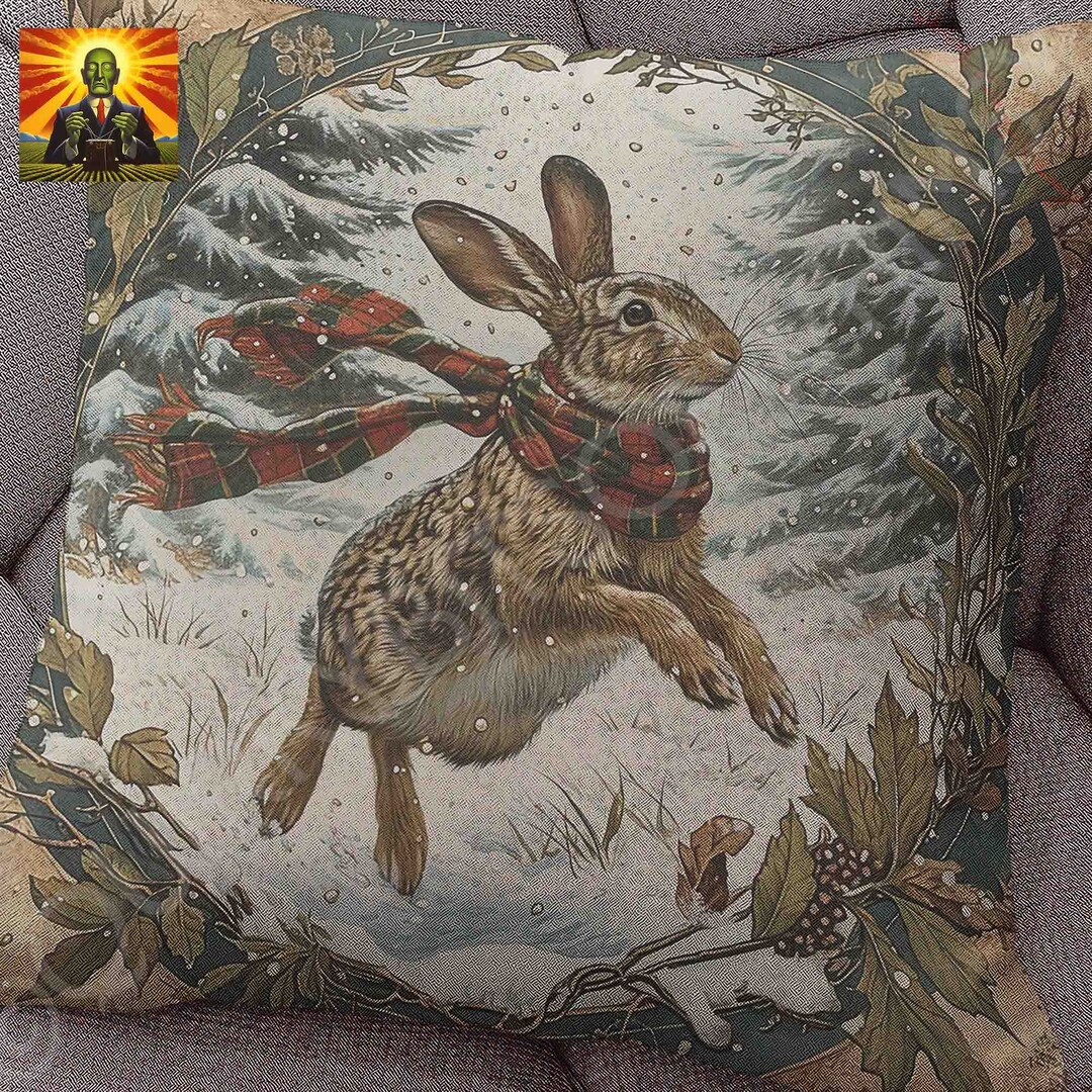 William Morris Winter Rabbit Pillow: Full or Case Only, Spun
