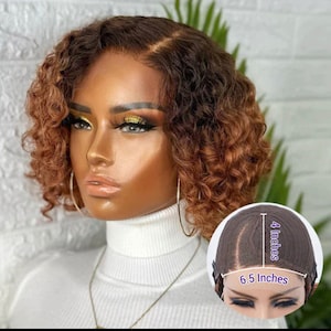 10 Inches Trendy Mix Brown Short Cut Curly HD Lace Glueless Side Part Wig