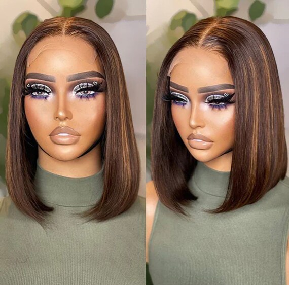 4x4 Lace Closure Wig Virgin Hair Density 150% 1B Natural Brown/Highlights 20in Amazon.com : Lace Closure Wigs Remy Human Hair Silky  main image 2