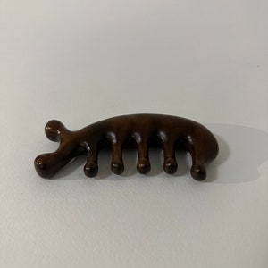 GUA SHA Comb For Scalp Meridian Self-Massage - Handcrafted in Gold Sandalwood. Hair and Scalp Care. Hair Growth Natural Material