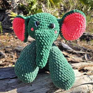 Crochet Elephant | Amigurumi Toy | Green and Pink