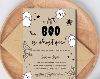 Halloween Baby Shower Invitation Bundle, Ghost Theme (Digital Download)