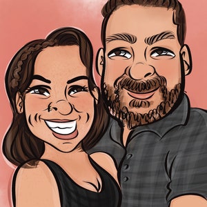 Personalised family Caricature/Colour/couple Portrait/Digital download /Drawing From Photo/Custom Gift/Colour Drawing/quirky/Unique/father