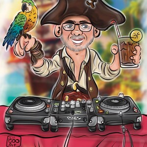 Retrato de caricatura de superjefe personalizado, dibujo de caricatura de jubilación personalizado a partir de una foto, caricatura divertida de amigos, regalo para boda