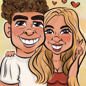 Personalized Custom Couple Caricature Portrait -Digital Cartoon Drawing, Personalized Anniversary Gift, Birthday Present, Funny Wedding Gift