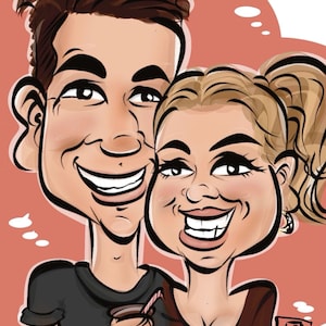 Personalised Caricature/Colour/couple Portrait/Digital download /Drawing From Photo/Custom Gift/Colour Drawing/quirky/Unique/father day