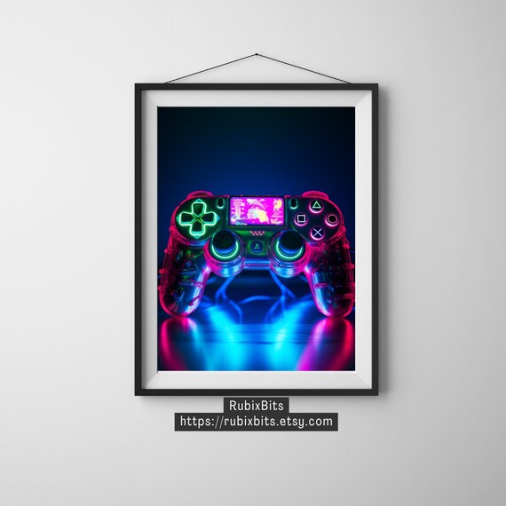 Gaming Hobby Joystick Neon Poster Design Vector Download