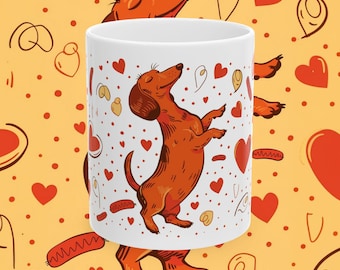 Taza de café con diseño de perro salchicha: un regalo conmovedor para los amantes de los perros salchicha y sus dueños.