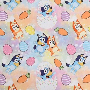Bluey Fabric Blue Dog Fabric Pure Cotton Cartoon Cotton Fabric By The Half Yard