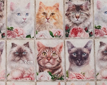 Vintage Cat Fabric 100% Cotton Fabric Cartoon Fabric By The Half Yard