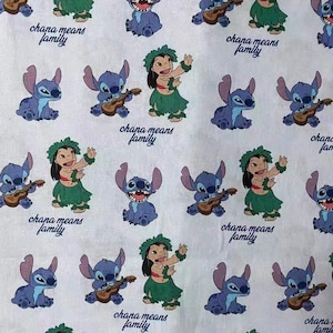 Disney Lilo & Stitch Fabric 100% Cotton Fabric Cartoon Fabric By The Half Yard