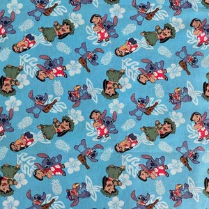 Disney Lilo & Stitch Fabric 100% Cotton Fabric Cartoon Fabric By The Half Yard