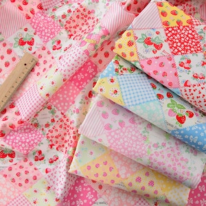 Strawberry printed Fabric Pastoral style Fabric Sweet polka dot Fabric Vintage patchwork Fabric 100% Cotton Fabric By The Half Yard