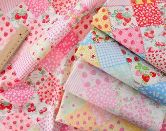 Strawberry printed Fabric Pastoral style Fabric Sweet polka dot Fabric Vintage patchwork Fabric 100% Cotton Fabric By The Half Yard