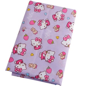 Hello Kitty Fabric Polyester Cotton Fabric Anime Cartoon Fabric By The Half Yard