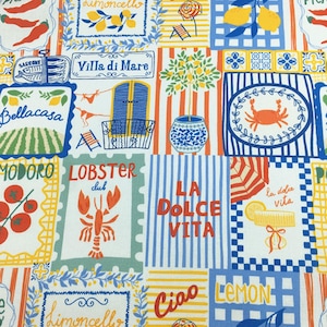 Italian Mediterranean Patchwork Fabric 100% Cotton Fabric Cartoon Fabric By The Half Yard
