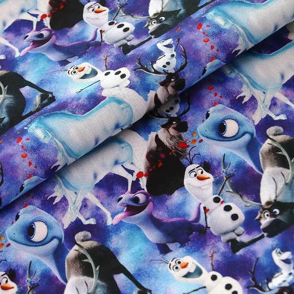 Disney Olaf and Sven Fabric Frozen Fabric 100% Cotton Fabric Anime Cartoon Fabric By The Half Yard