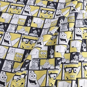 Spongebob Squarepants Fabric Polyester Cotton Fabric Anime Cartoon Fabric By The Half Yard