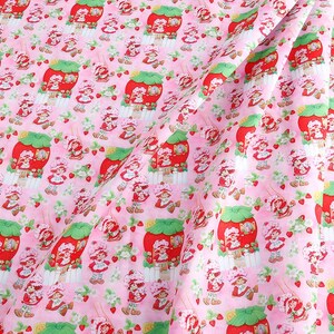 Strawberry Shortcake Fabric Polyester Cotton Fabric Anime Cartoon Fabric By The Half Yard