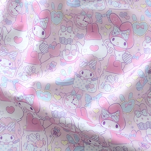 My Melody and Friends Fabric 100% Cotton Fabric Anime Cartoon Fabric By The Half Yard