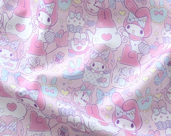 My Melody and Friends Fabric 100% Cotton Fabric Anime Cartoon Fabric By The Half Yard
