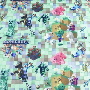 Minecraft Fabric Polyester Cotton Fabric Anime Cartoon Fabric By The Half Yard