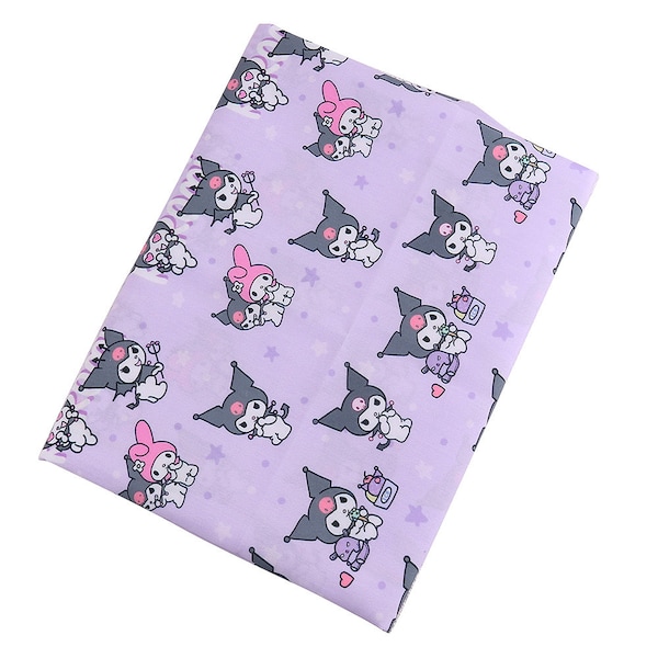 Sanrio Kuromi Fabric Polyester Cotton Fabric Anime Cartoon Fabric By The Half Yard