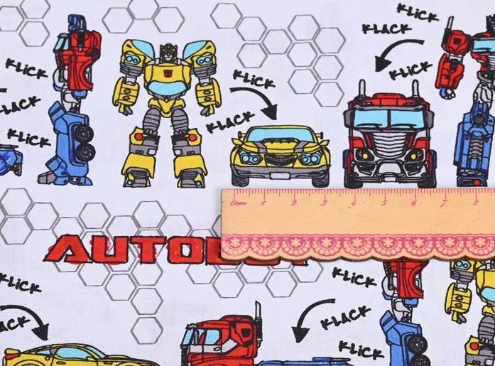 Transformers Fabric 100% Cotton Fabric Cartoon Fabric by the Half Yard ...