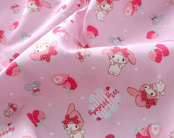 My Melody and Friends Fabric 100% Cotton Fabric Anime Cartoon Fabric By The Half Yard