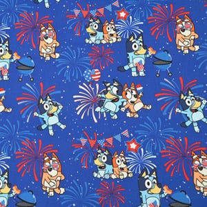 Bluey Fabric Blue Dog Fabric Pure Cotton Cartoon Cotton Fabric By The Half Yard