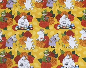 Moomin family and friends Fabric Pure Cotton Cartoon Cotton Fabric By The Half Yard