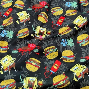 SpongeBob SquarePants Fabric Pure Cotton Cartoon Cotton Fabric By The Half Yard