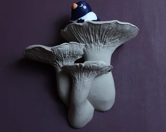 Mushroom Floating Shelf - The Pleurotus Eryngii, Fungi wall shelf, Goblincore Fairycore Boho Chic, Cottagecore Nature Rustic home wall decor