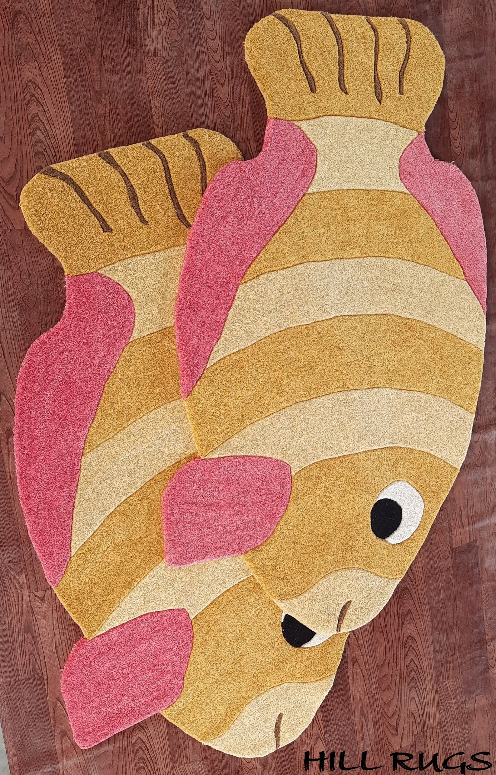 Fish Pattern Multi Colour Tufted Rug Handmade Tufted 100% Wool Cut Pile ...