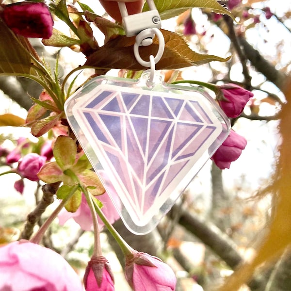 Diamond Acrylic Keychain  | Diamond Acrylic Charm  | Gem Keychain | Holo Keychain | Double-Sided Acrylic Charm |  Holographic Charm