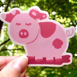 Pink Pig Sticker | Cute Pig Sticker | Waterproof Stickers | Vinyl Stickers | Laptop Stickers | Kawaii Pig Sticker | Pig Vinyl Sticker