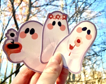 Flower Ghost Stickers | Ghost Sticker | Cute Ghost Sticker | Flower Sticker | Cute Sticker | Spooky Sticker | Vinyl Sticker | Laptop Sticker