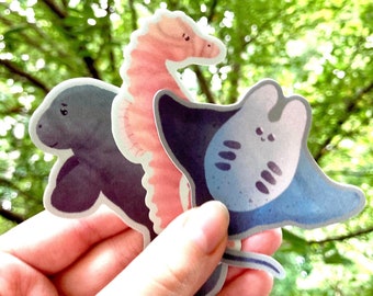 Ocean Animals Stickers | Manatee Sticker | Seahorse Sticker | Stingray Sticker | Cute Animal Stickers | Vinyl Sticker | Laptop Sticker