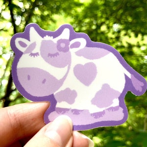 Lavender Cow Vinyl Sticker | Kawaii Cow Sticker | Waterproof Stickers | Vinyl Stickers | Laptop Stickers | Cute Cow Sticker | Cow Stationary
