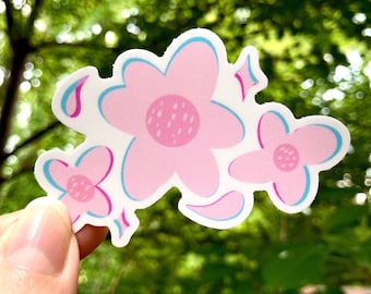 Pink Flower Sticker | Cute Flower Sticker | Waterproof Stickers | Vinyl Stickers | Laptop Stickers | Y2K Sticker | Pretty Floral Sticker