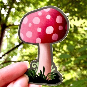 Red Mushroom Sticker | Mushroom Sticker | Waterproof Stickers | Vinyl Stickers | Laptop Stickers | Cottagecore Sticker | Goblincore Sticker