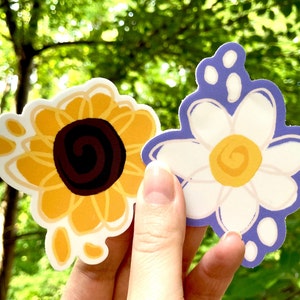 Gänseblümchen Sticker | Sonnenblumen Sticker | Blumen Sticker | Vinyl-Aufkleber | Wasserfeste Aufkleber | Vinyl-Aufkleber | Laptop Aufkleber | Sommer Sticker