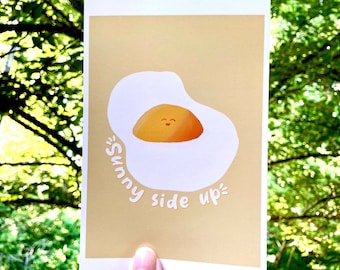 Egg Mini Print | Sunny Side Up Print | Fried Egg Art Print | Cute Print | Egg Illustration | Positivity Print | Cute Decor | Kitchen Print