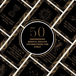 50 cartões de afirmação para meninas, download digital, para impressão, capacitação positiva, quadro de visão para impressão, citação de atenção plena, presente para meninas